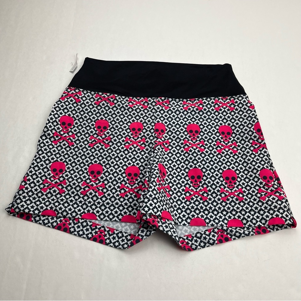 Faye + Florie Pink Skull‎ Star Black Shorts Womens Size Small Athletic NEW